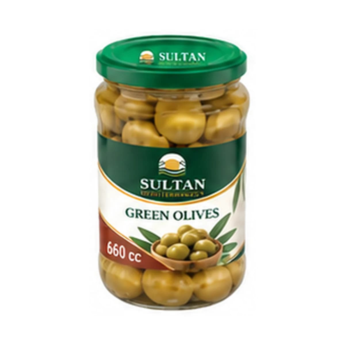 Sultan Green Olives 660 cc x 12 Glass Jar