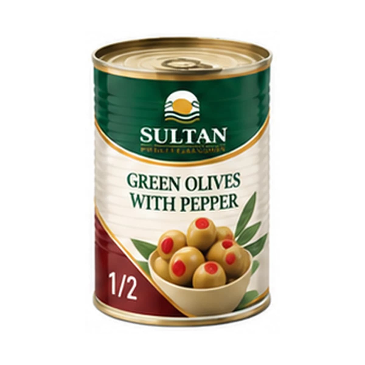 Sultan Green Olives With Pepper 1/2 x 24 Tin