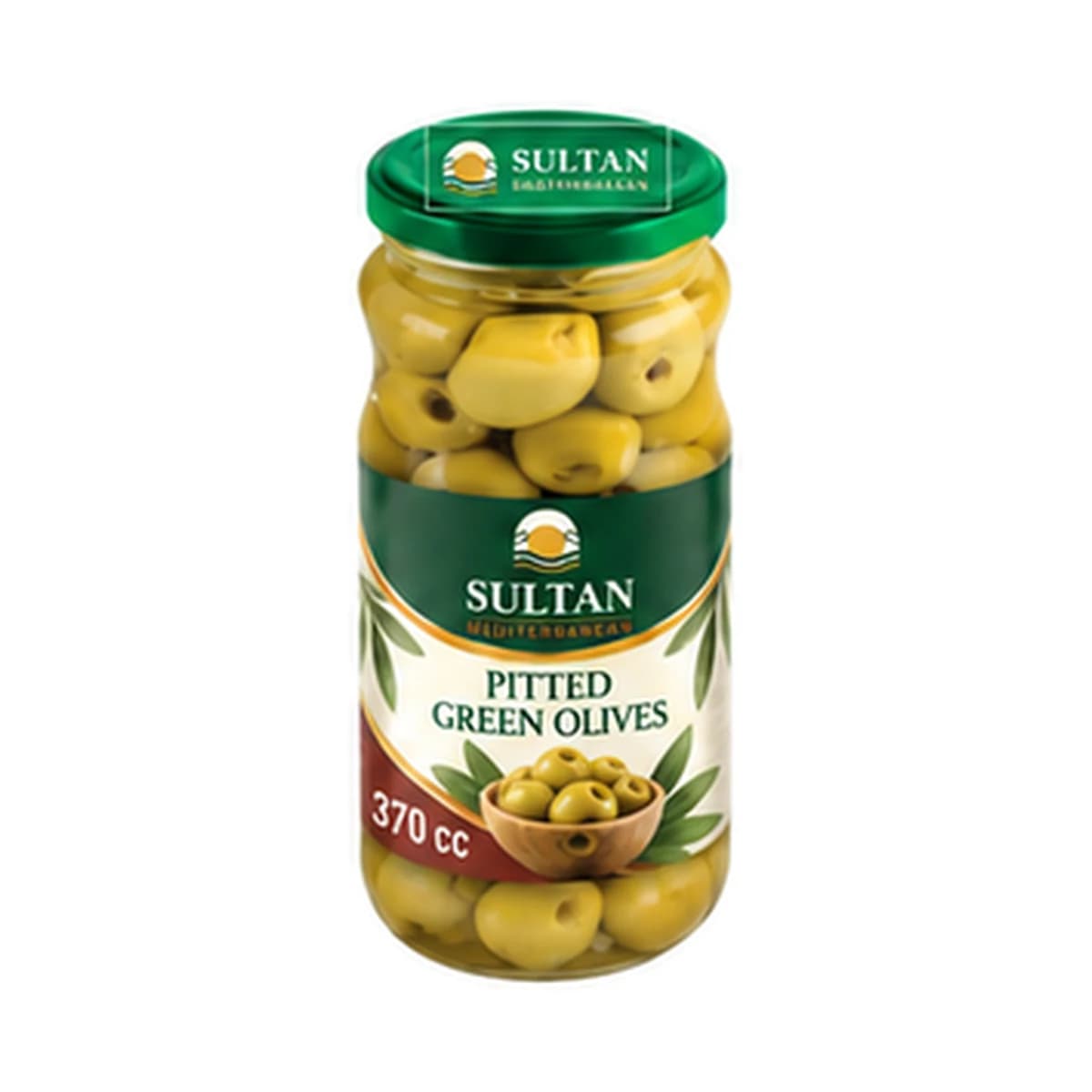Sultan Pitted Green Olives 370 cc x 12 Glass Jar