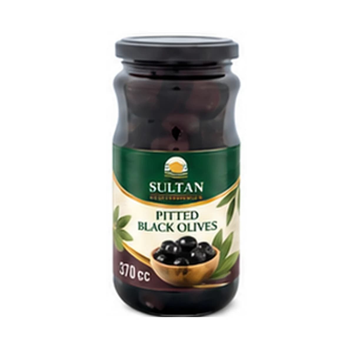 Sultan Black Olives Pitted 370 cc x 12 Glass Jar