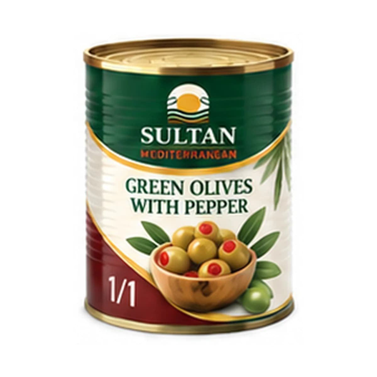 Sultan Green Olives With Pepper 1/1 x 12 Tin