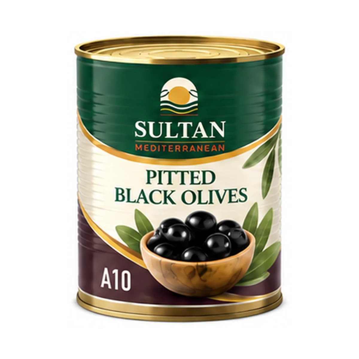 Sultan Pitted Black Olives A10 x 4 Tin