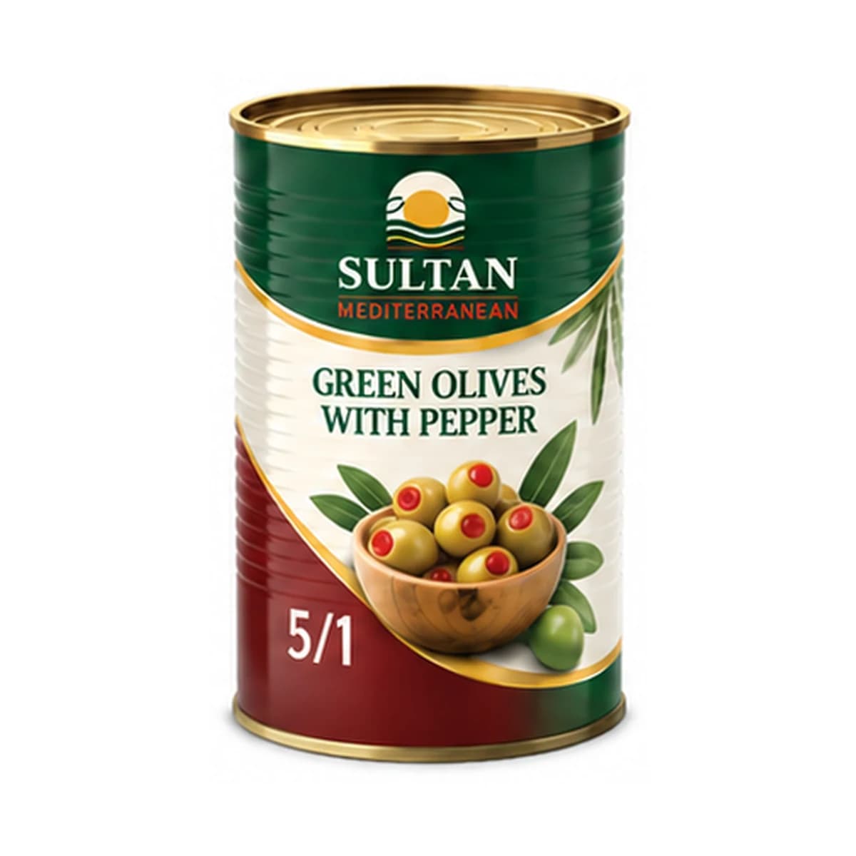 Sultan Green Olives With Pepper 5/1 x 4 Tin