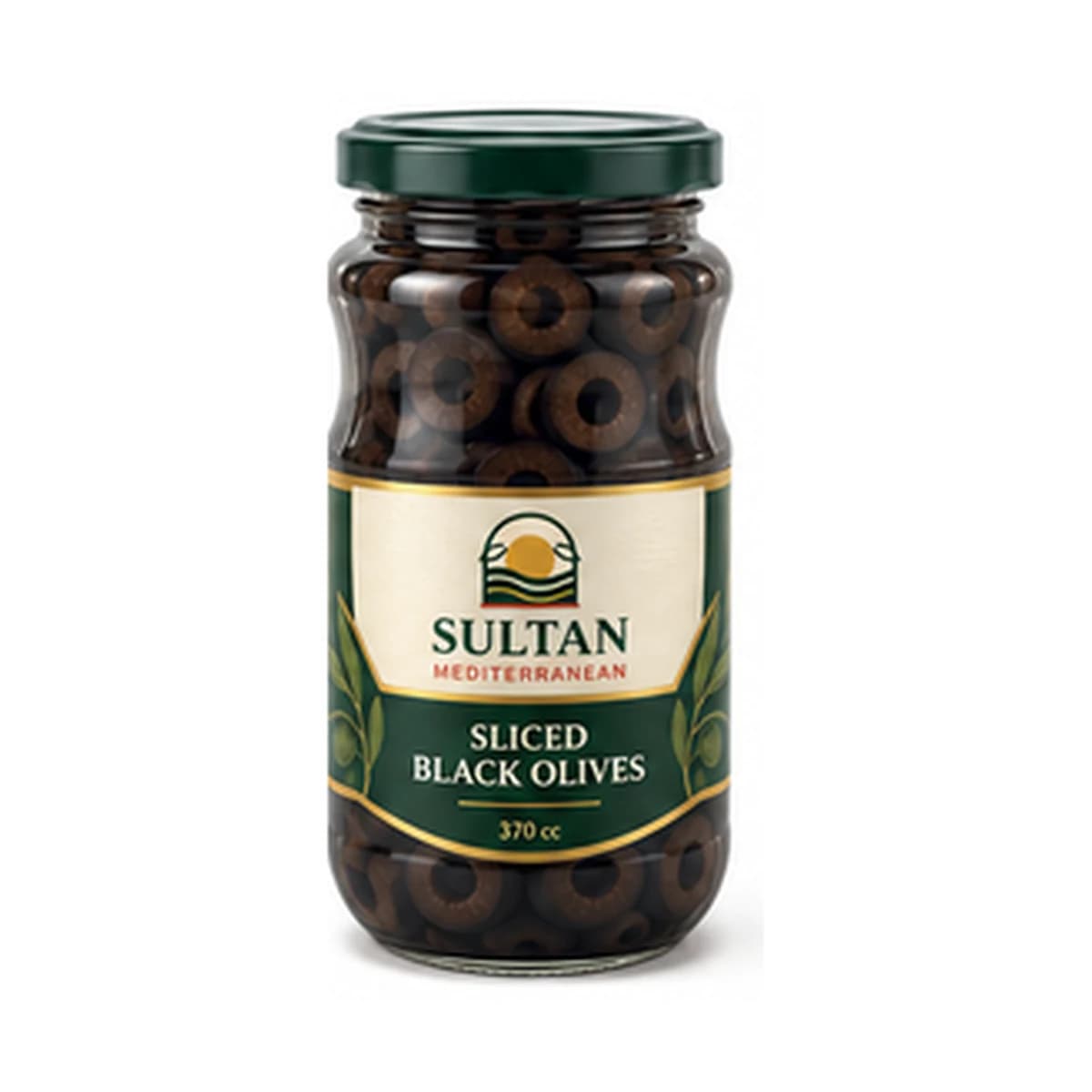 Sultan Sliced Black Olives 370 cc x 12 Glass Jar