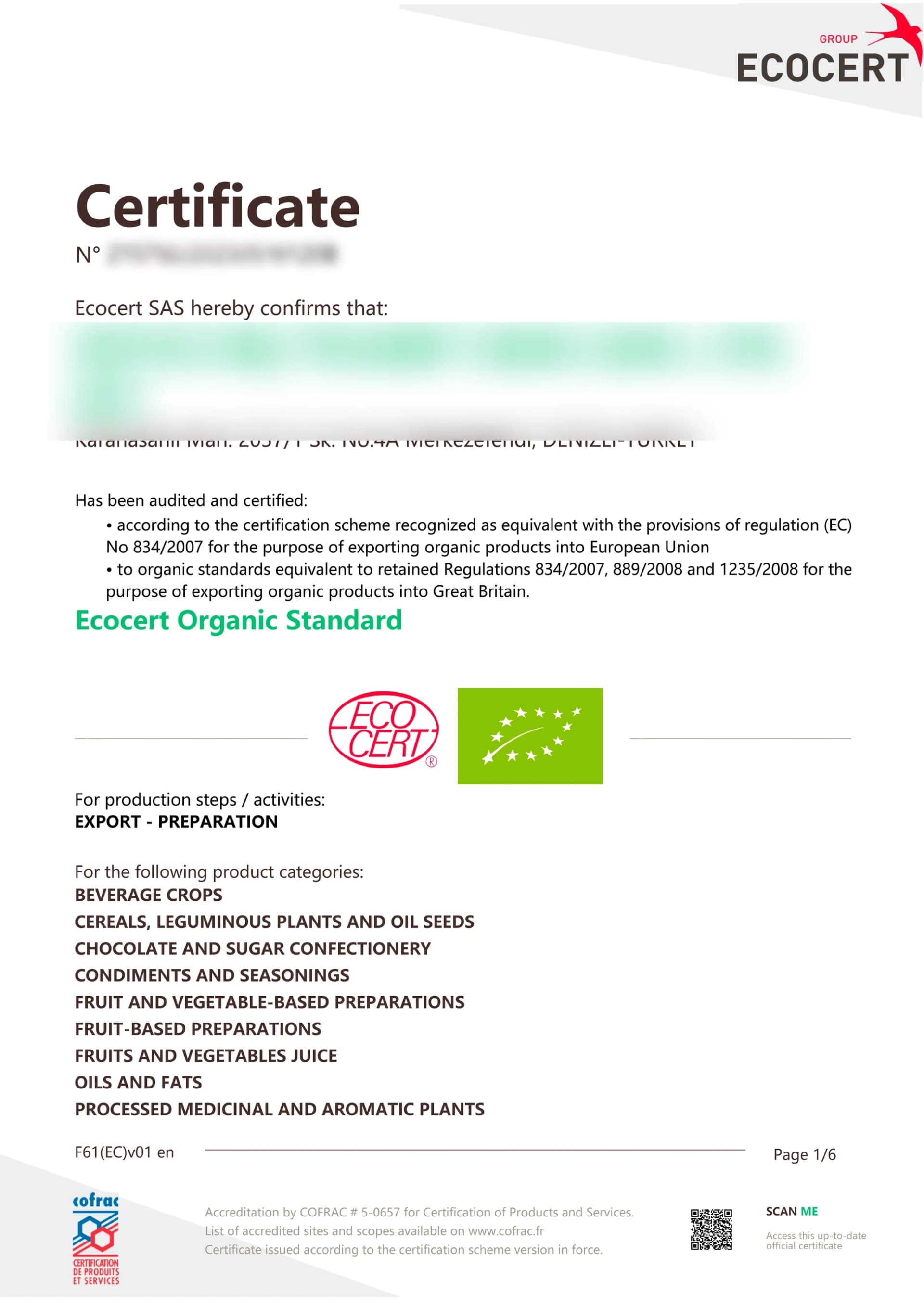 Ecocert - EU Organic Standard