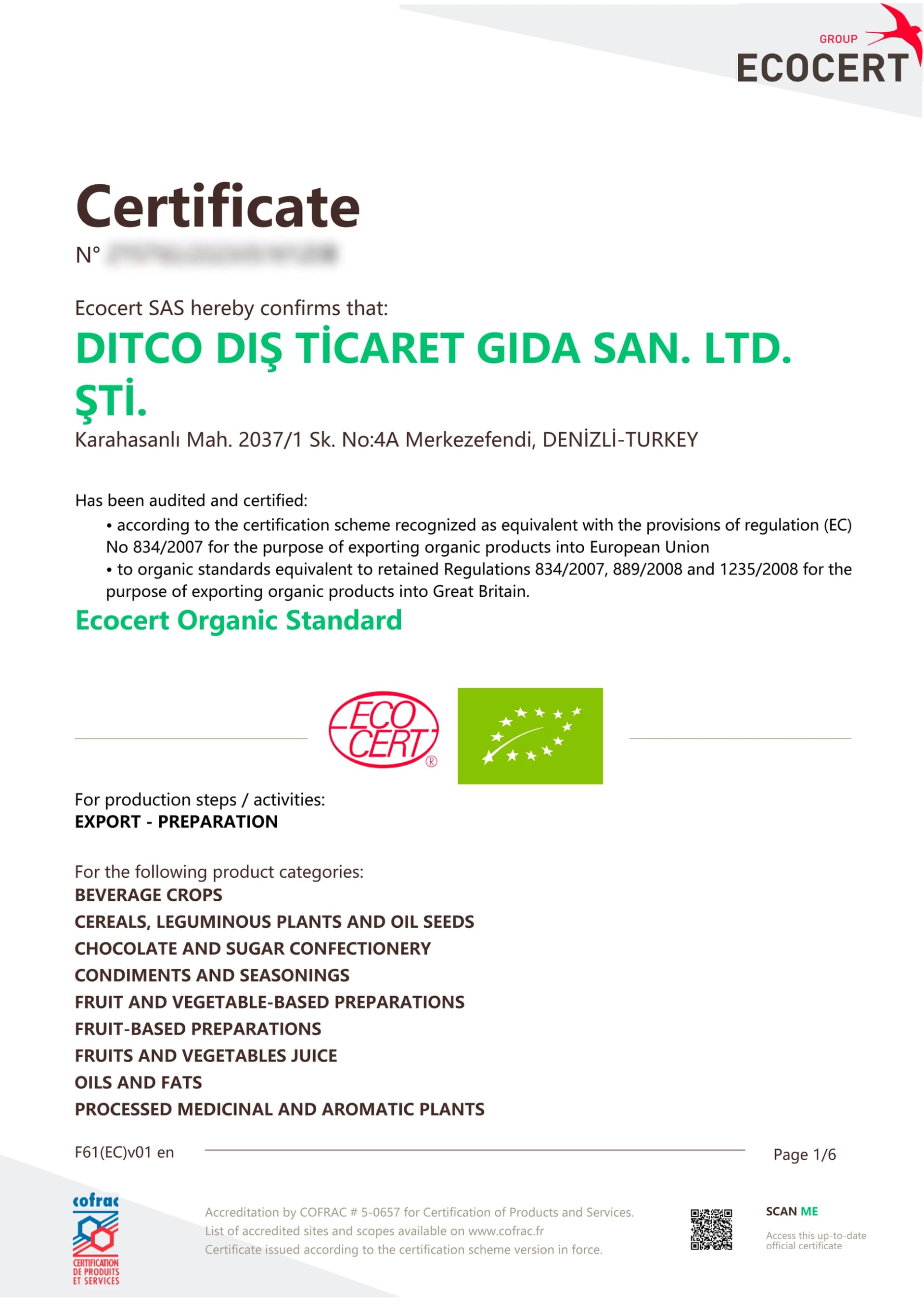 Ecocert - EU Organic Standard