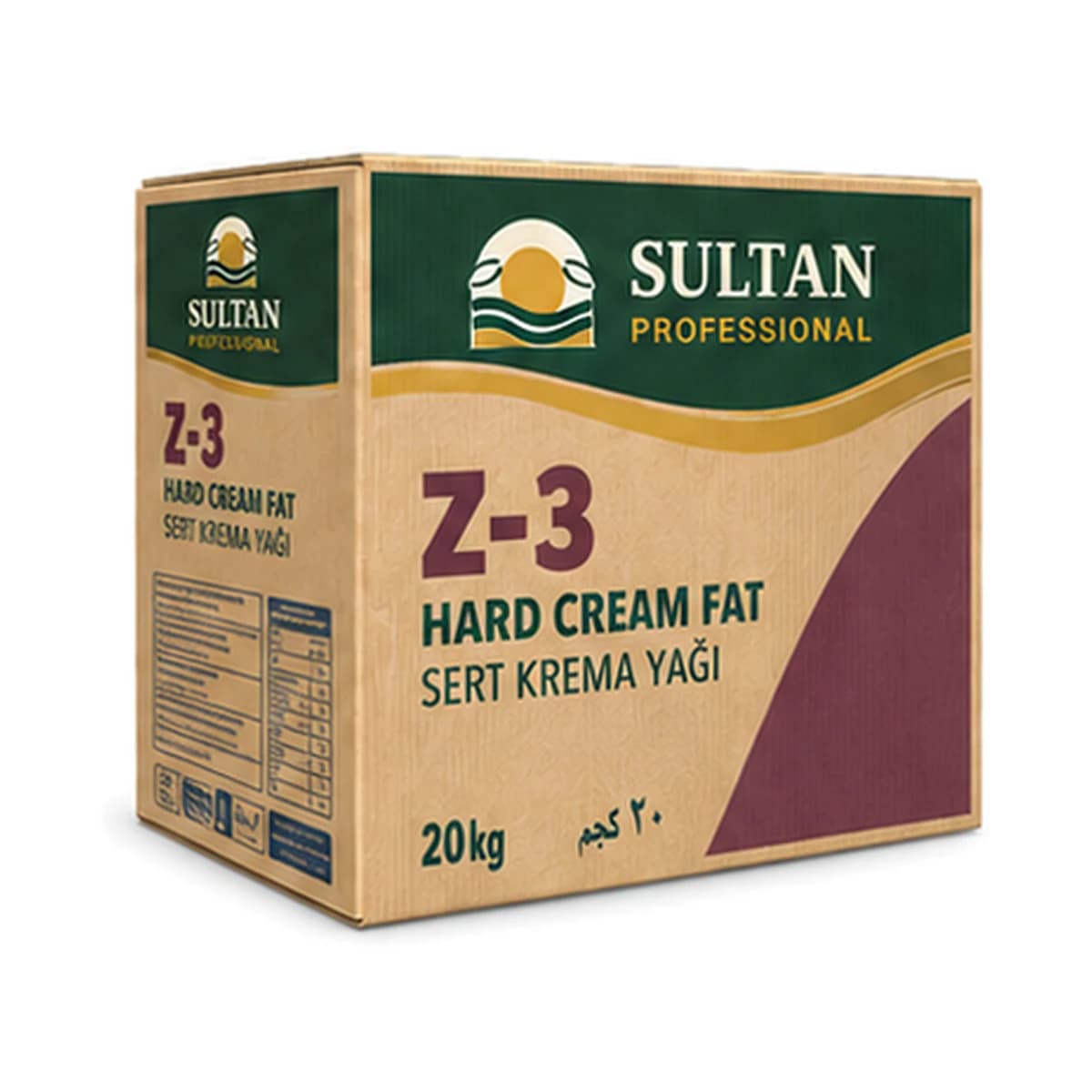 Sultan Z-3 Vegetable Margarine Hard Cream Fat 20 kg x 1 Box